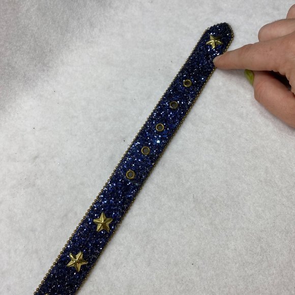 Vintage Elite Blue Glitter Start Studded Belt M main image 8